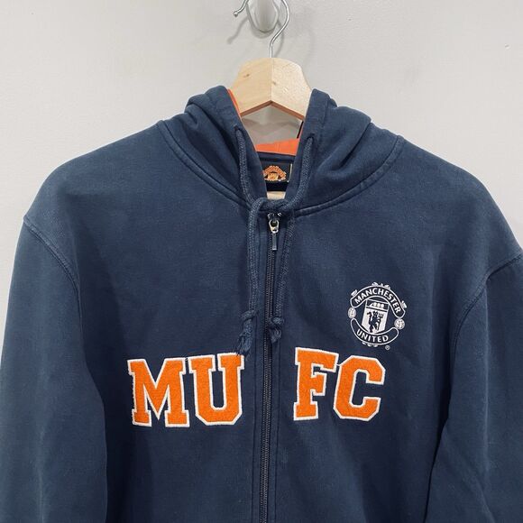 MANCHESTER UNITED Football GGMU L Navy Blue Hoodie Soccer Outerwear Full Zip* - Picture 15 of 16